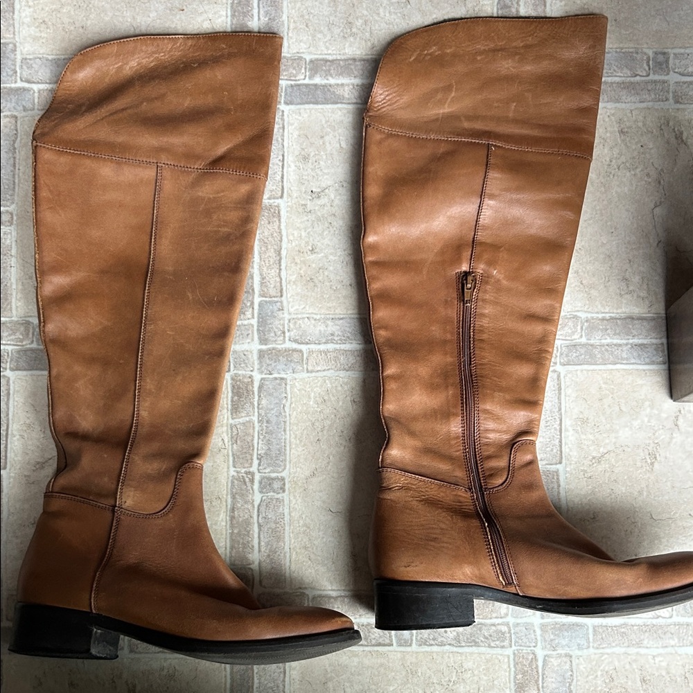 Minelli Brown Leather Knee-High Boots